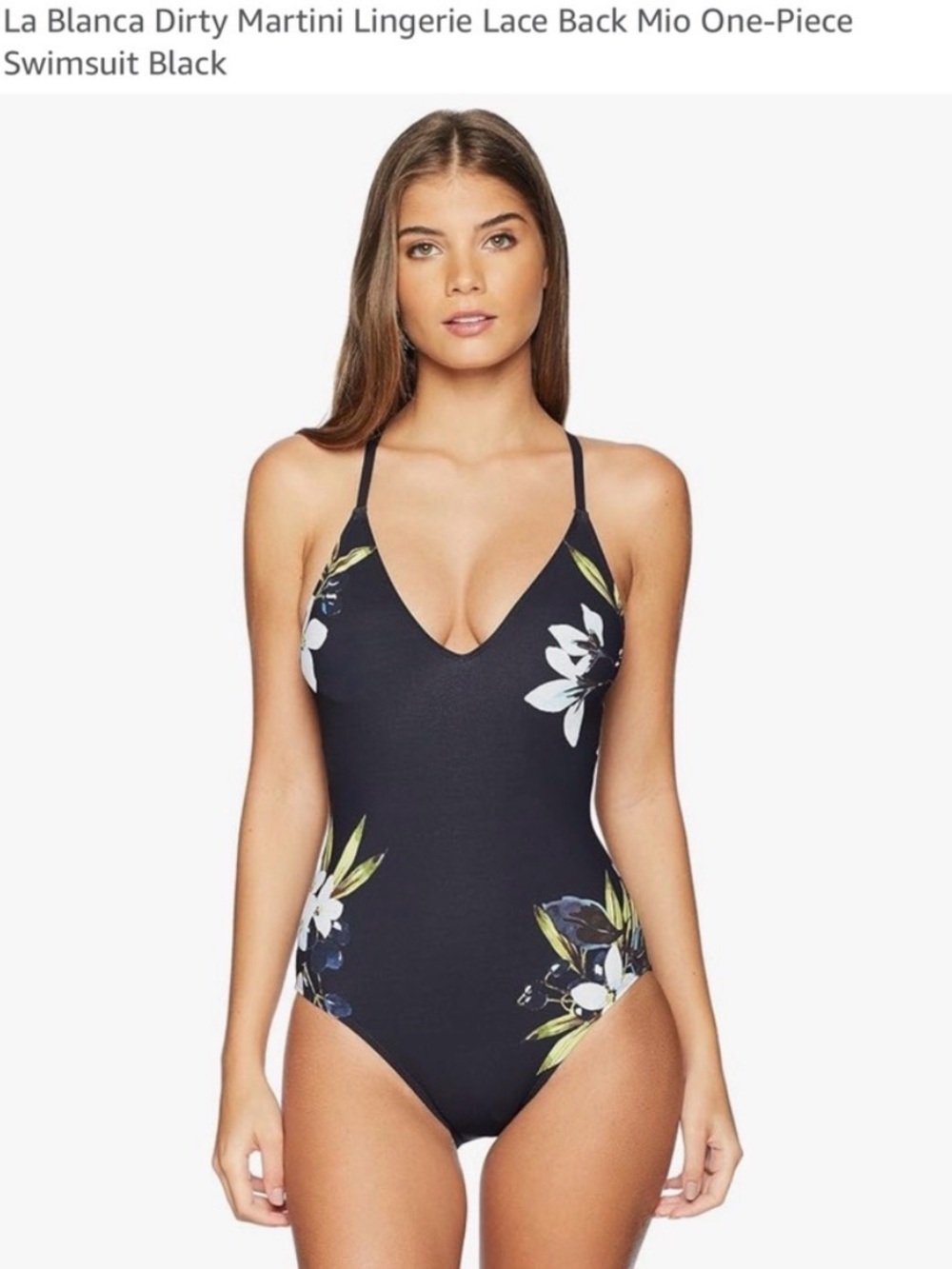 NWT La Blanca Dirty Martini Black Floral One-Piece Swimsuit - Picture 3 of 7